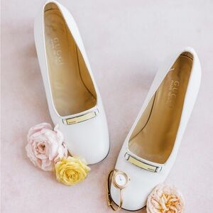 Gucci Women's Cream Bridal Leather Heels